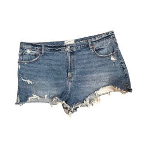 Abercrombie & Fitch The Cutoff Short High Rise Denim 35/20 Distressed Boho